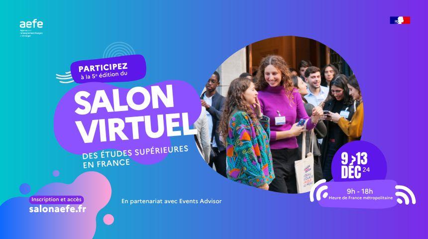 Visuel avec des informations concernant l'agenda du salon virtuel et
